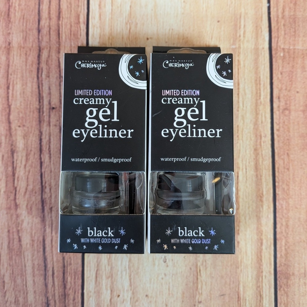 2 PK Max Makeup Cherimoya Limited Edition Creamy Gel Eyeliner Black Gold Dust